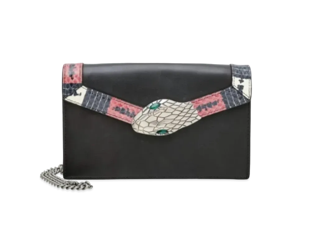 GUCCI Lilith Chain Shoulder Bag Coral Snake Leather "Black"