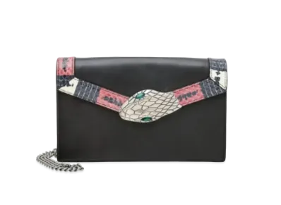 GUCCI Lilith Chain Shoulder Bag Coral Snake Leather "Black"