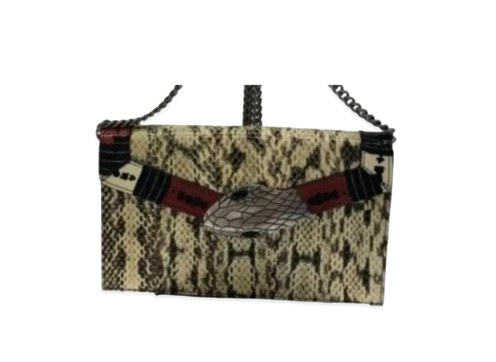 GUCCI Lilith Chain Shoulder Bag Coral Snake Leather "Ivory"