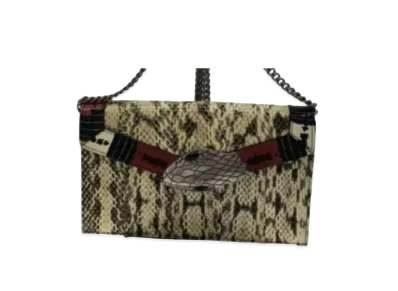 GUCCI Lilith Chain Shoulder Bag Coral Snake Leather "Ivory"