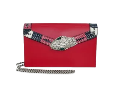 GUCCI Lilith Chain Shoulder Bag Coral Snake Leather "Red"