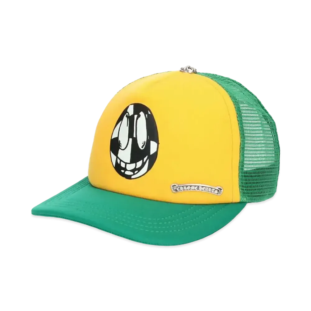 Chrome Hearts PPO Sex Records Cross Ball Mesh Trucker Cap "Yellow/Green"