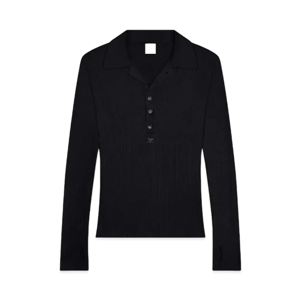 Courreges Men's Light Wool Polo "Black"
