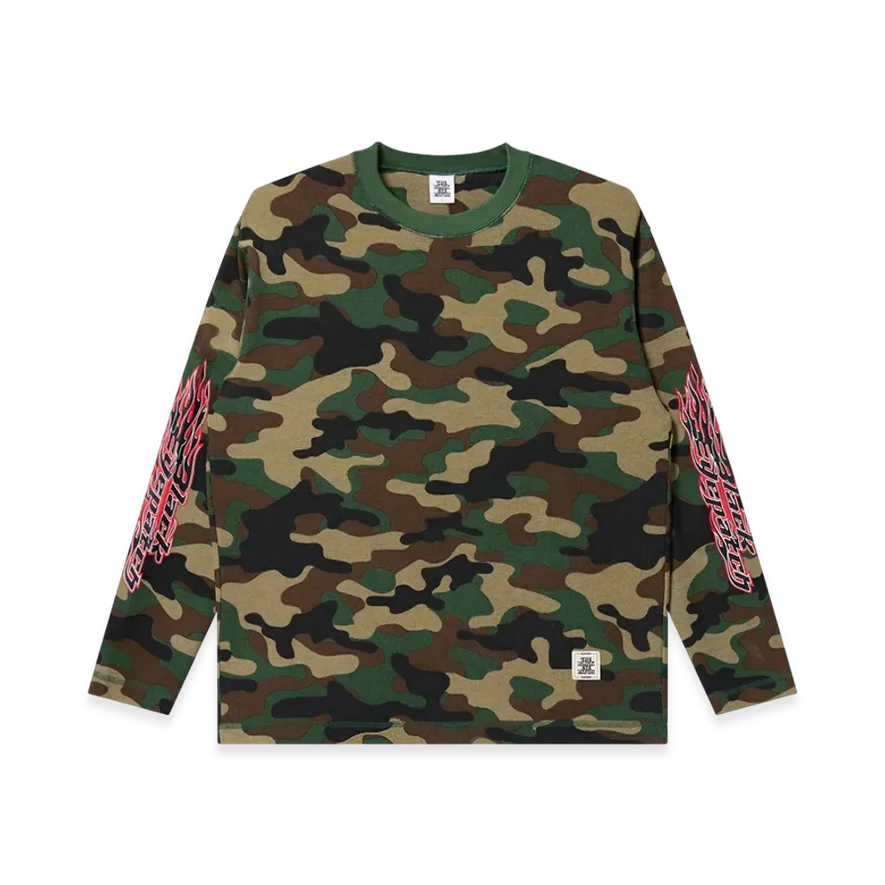 BlackEyePatch Flame Logo Thermal L/S Tee "Woodland Camo"