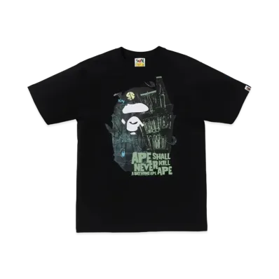 A BATHING APE Halloween Bape Mansion Ape Head Tee "Black"