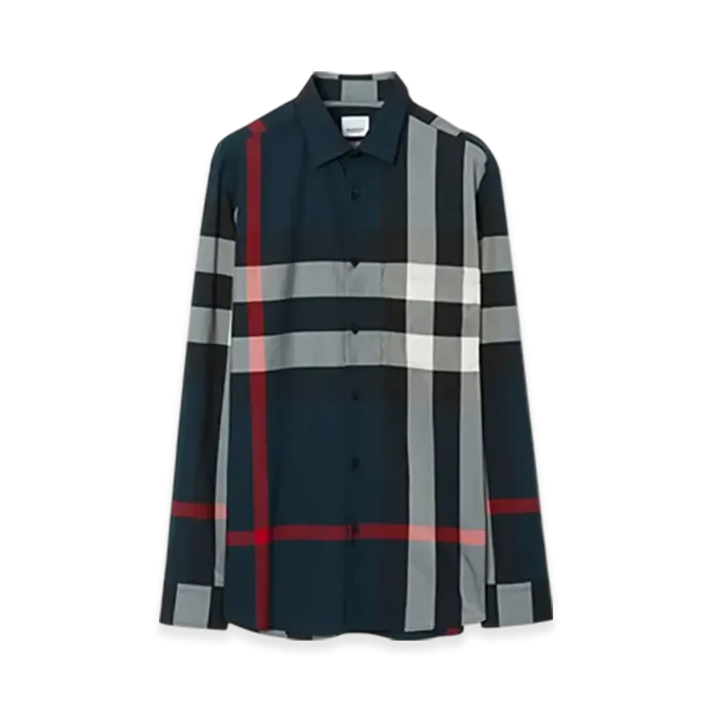 Burberry Check Cotton Shirt "Navy"