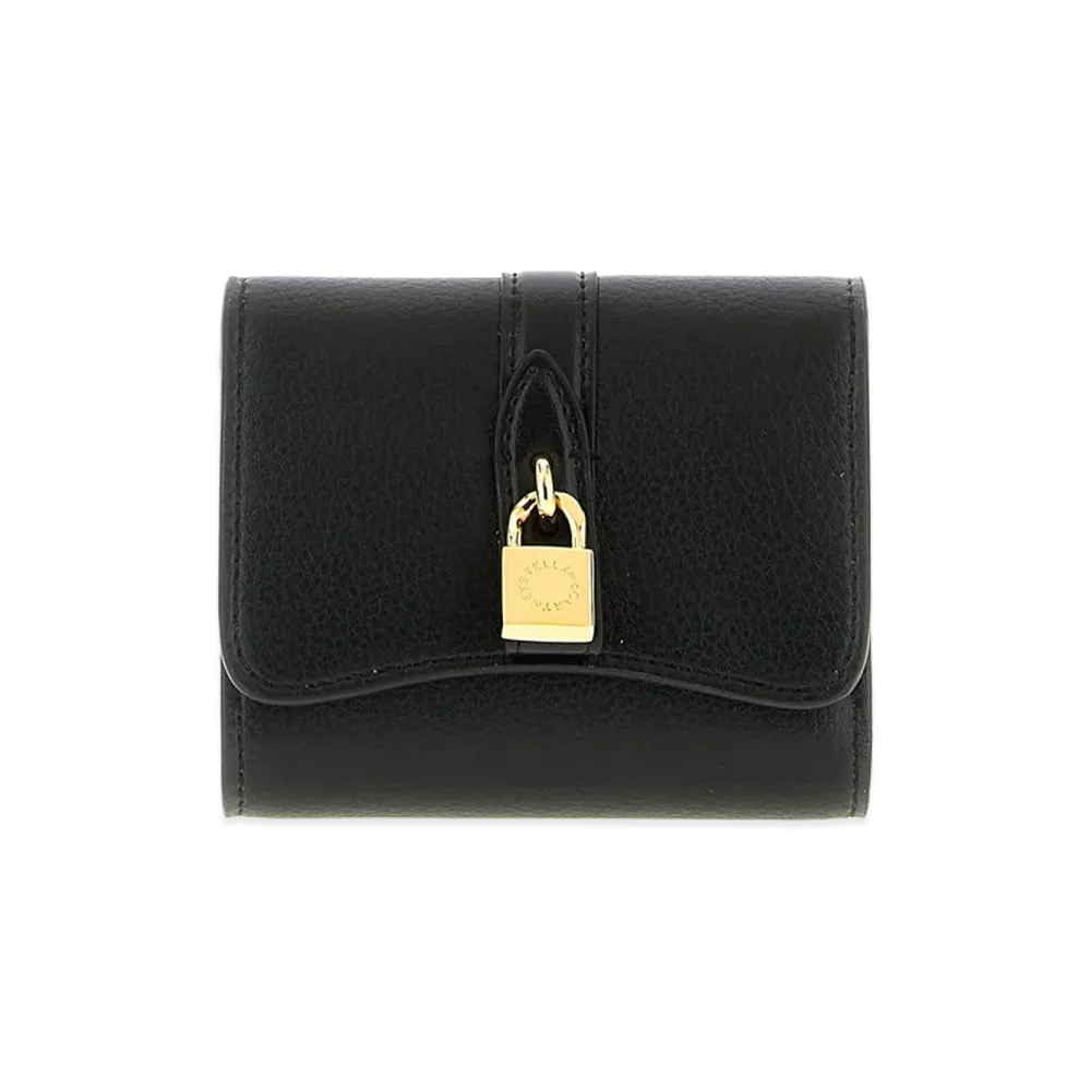 STELLA McCARTNEY Women's Stella Ryder Trifold Wallet Embossed Grainy Eco Alter Mat - Murraya + Vegea "Black"