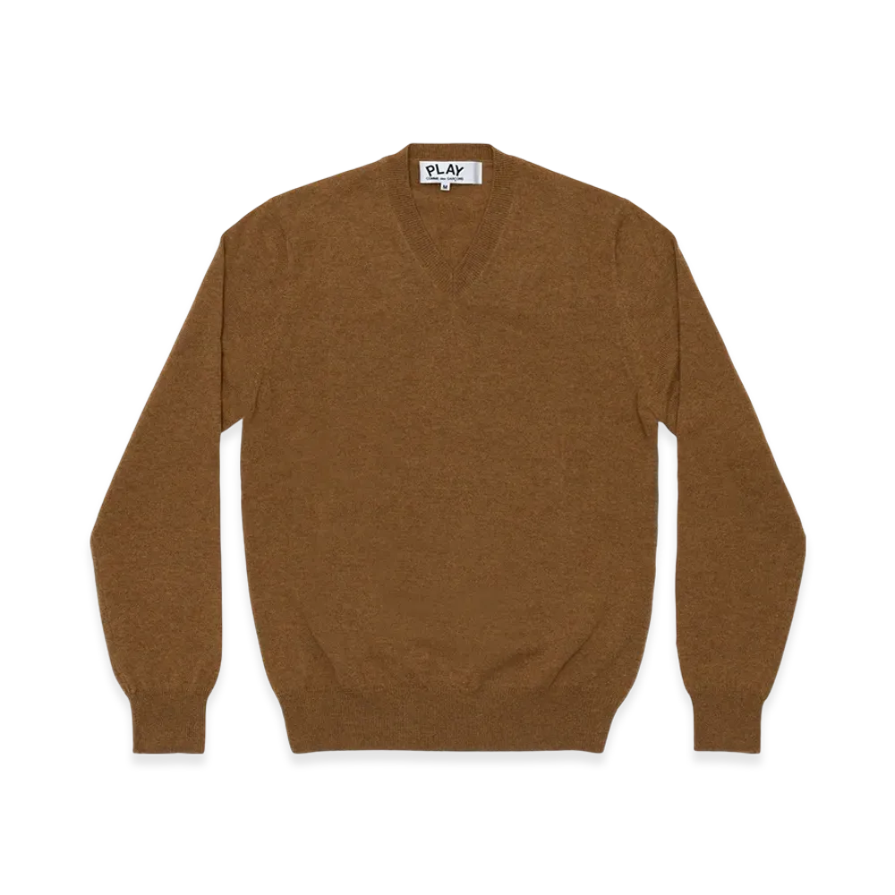 PLAY COMME des GARCONS Top Dyed Carded Lambswool V Neck Sweater Ladies "Camel"