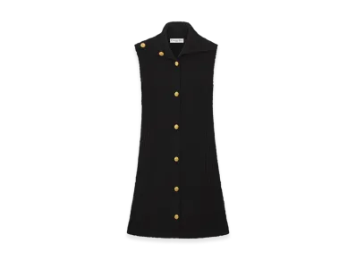 Dior Women's Cotton and Wool Blend Knit Long Vest "Black"