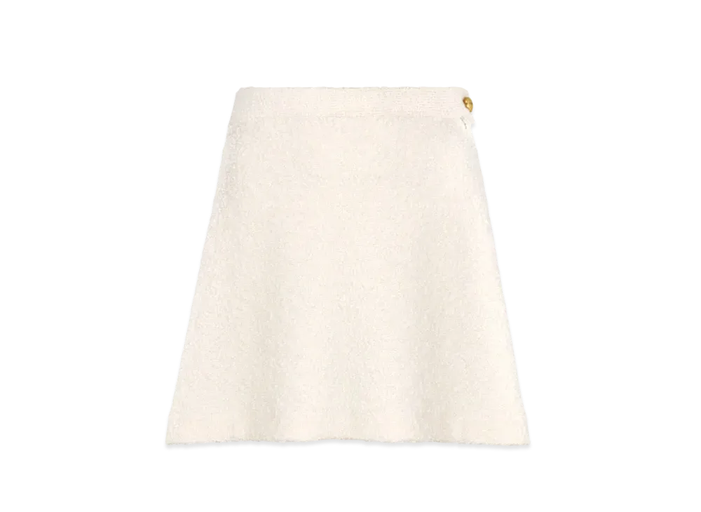 Dior Flared Miniskirt Ecru Cotton and Wool Blend Knit