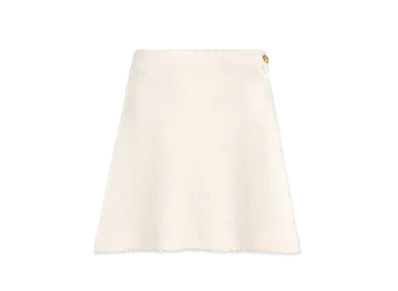Dior Flared Miniskirt Ecru Cotton and Wool Blend Knit