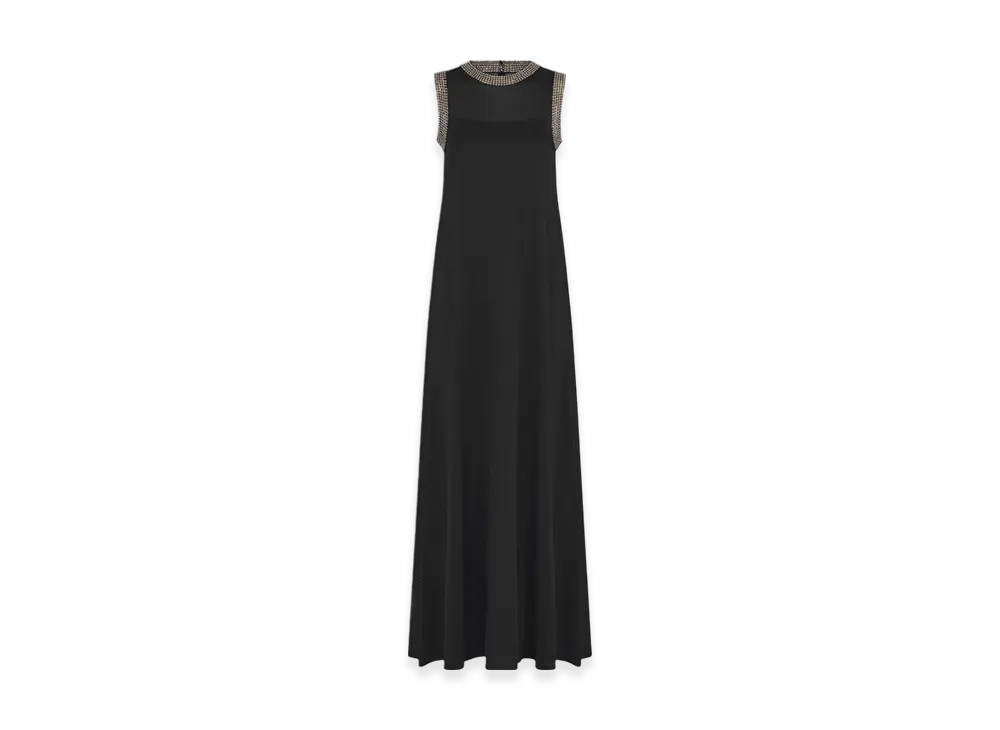 Dior Women's Silk Knit Embroidered Long Dress "Black"