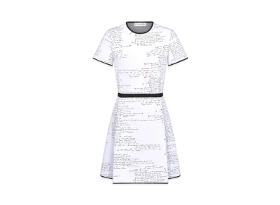 Dior Dioramour Short Dress Technical Knit with Je Vous Adore Motif "White/Black/Red"