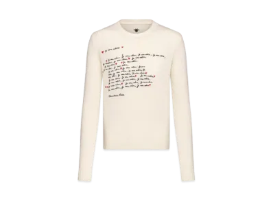 Dior Dioramour Embroidered Sweater Cashmere Knit with Je Vous Adore Motif "White/Black/Red"