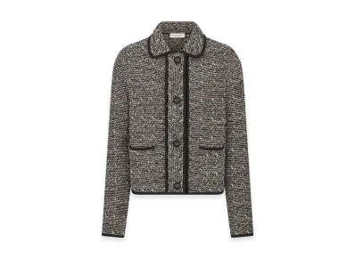 Dior Women's Wool Blend Heathered Textured Knit Jacket "Black"