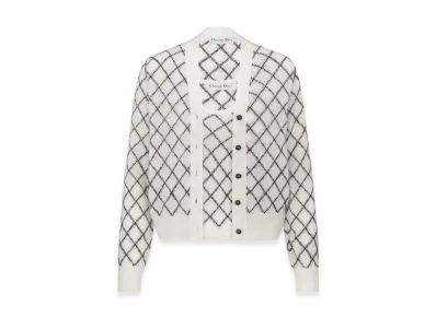 Dior Women's Check'N' Dior Mohair and Alpaca Blend Knit Twinset "White/Black"