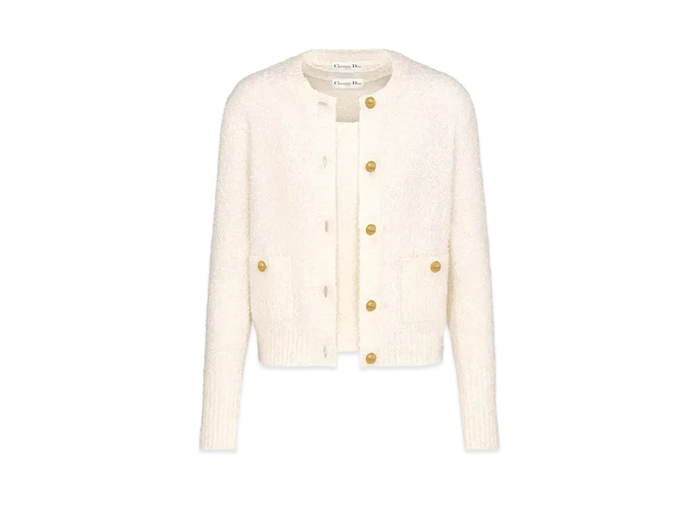 Dior Twinset Ecru Cotton and Wool-Blend Knit