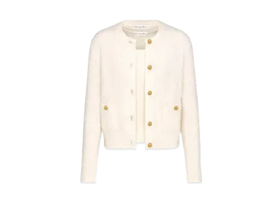 Dior Twinset Ecru Cotton and Wool-Blend Knit