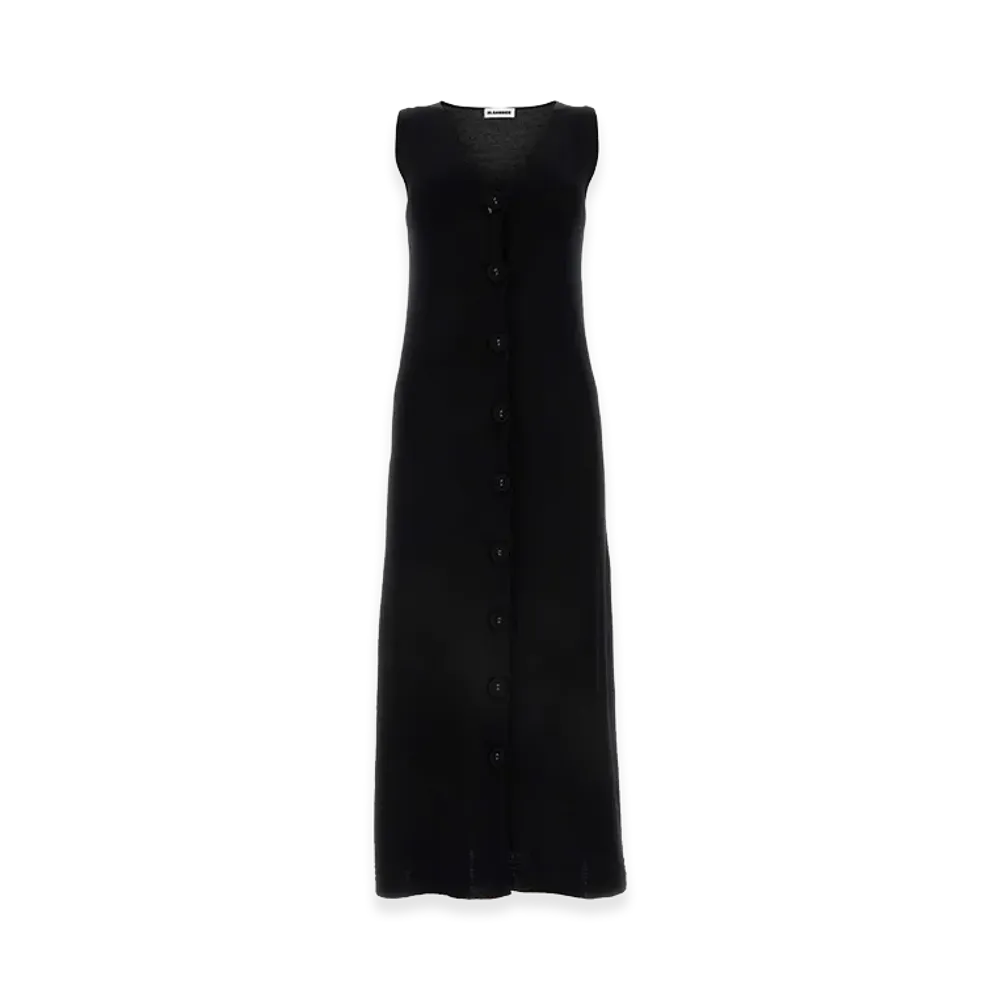 Jil Sander Women's Stretch Cotton Blend Dress "Black"
