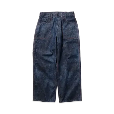 BEAMS Painter Pants Lined Denim Discharge Print "Indigo"