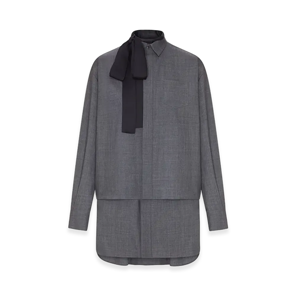 sacai Women's Shirt Dress With Integrated Scarf "Gray"