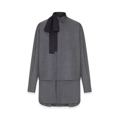 sacai Women's Shirt Dress With Integrated Scarf "Gray"