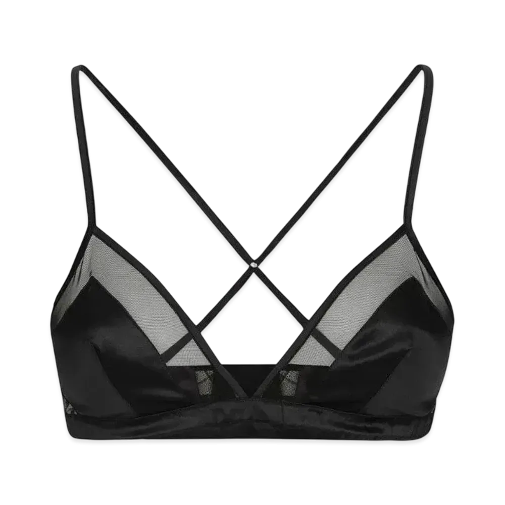 DOLCE&GABBANA Satin and Tulle Soft-Cup Triangle Bra "Black"