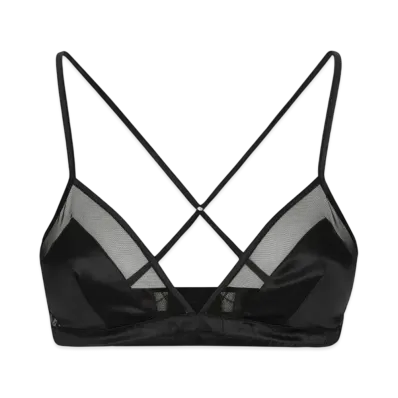 DOLCE&GABBANA Satin and Tulle Soft-Cup Triangle Bra "Black"