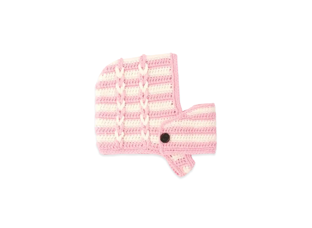 MIU MIU Face Mask Crouche Knitting Wool Helmet "Pink/White"