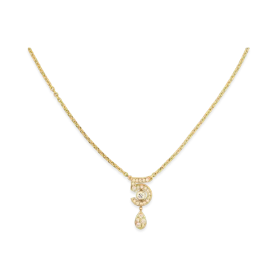 CHANEL Eternal N5 Necklace 18K Yellow Gold Diamonds