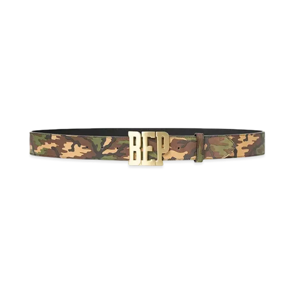 Blackeyepatch Camouflage Leather Letters Belt "Brown Camo"