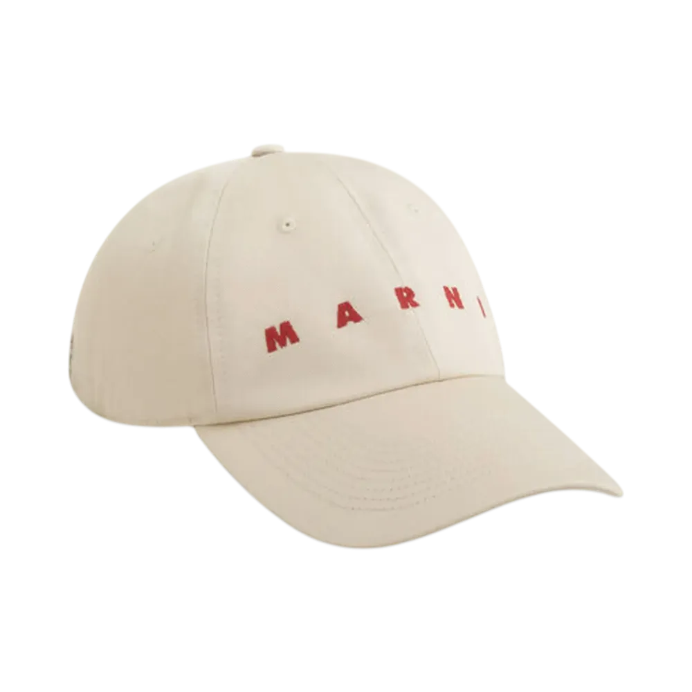 Marni Organic Gabardine Baseball Cap with Embroidered Logo "Ivory"