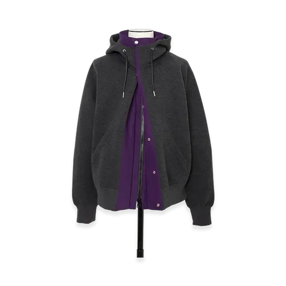 sacai Sponge Sweat x Grosgrain Hoodie "Charcoal Gray"