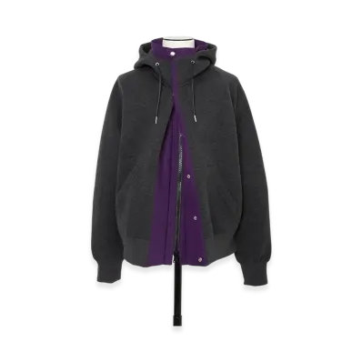 sacai Sponge Sweat x Grosgrain Hoodie "Charcoal Gray"