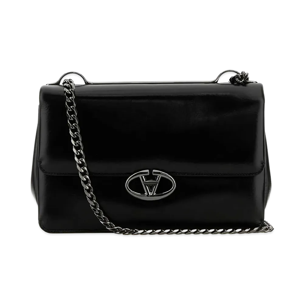Valentino Women's Leather Medium Vlogo Shoulder Bag "Black"