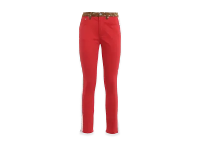 Burberry Women's Calf Hair Print Two-Tone Slim Fit Pants "Red"