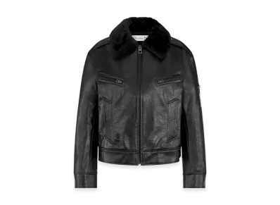 Dior Women's Taurillon Leather with Miss Dior Graffiti Signature Jacket "Black"