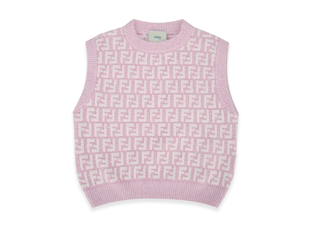 FENDI Kids FF Viscose Knit Vest "Pink"