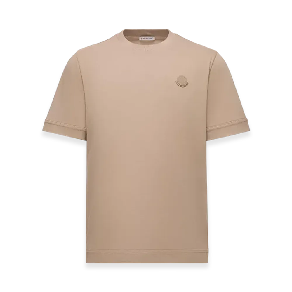 MONCLER Logo Patch Cotton T-Shirt "Light Beige"