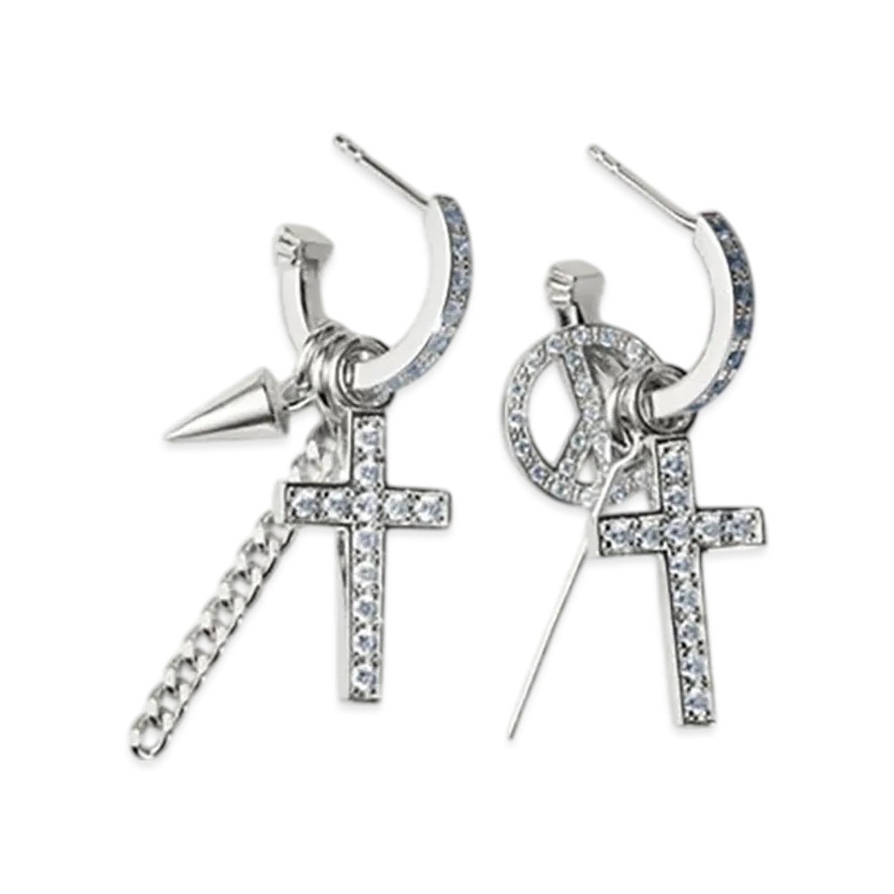GOD ONLY KNOWS Cross Set Earrings "Silver"