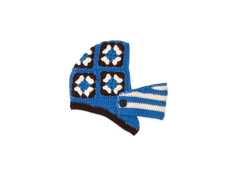 MIU MIU Face Mask With Croshi Knitting Wool Helmet "Blue/Burund Brown"