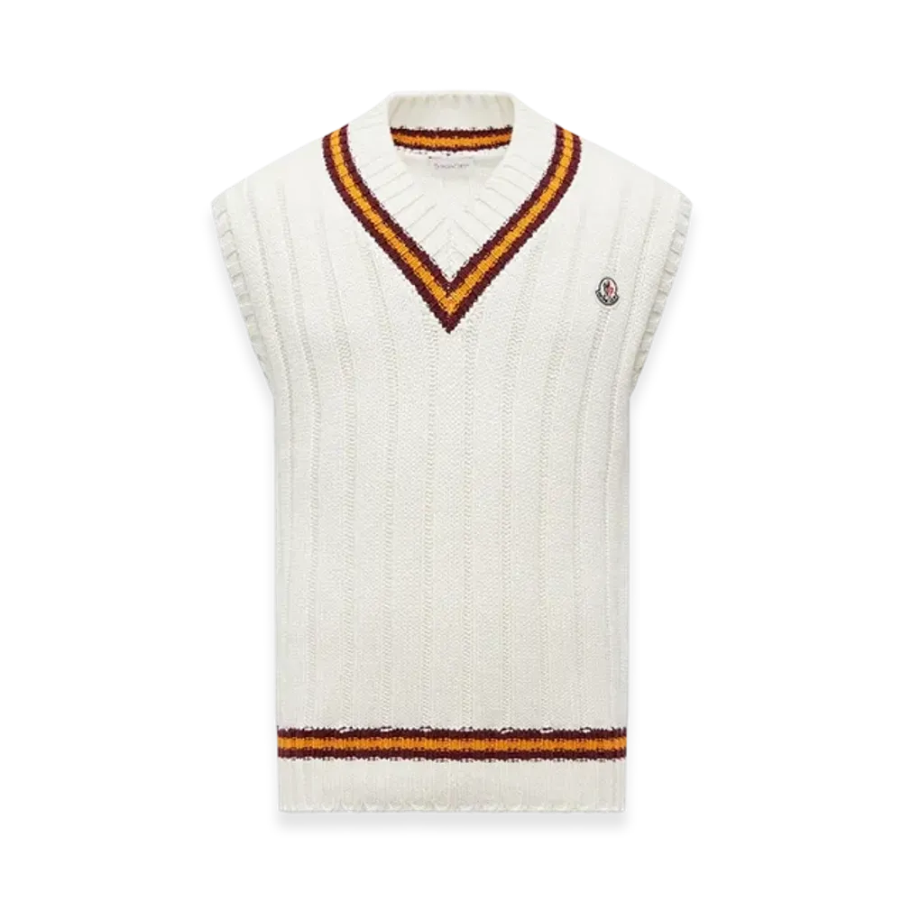 MONCLER Wool & Cotton V-Neck Gilet "White"