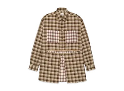 Burberry Men's Zipped Hem Check Flannel Shirt "Dark Olive Check"