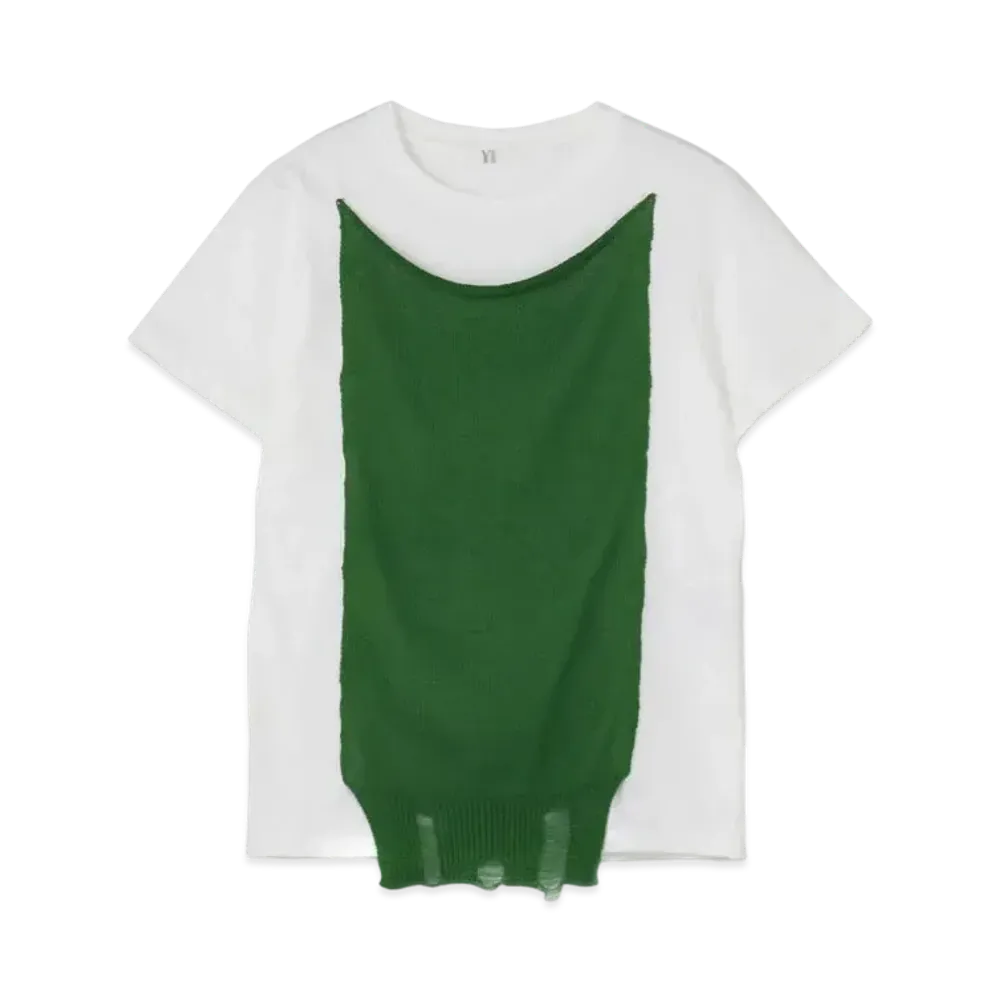 Yohji Yamamoto Y's COTTON PLAIN STITCH KNIT SHORT SLEEVE SHIRT "Green"