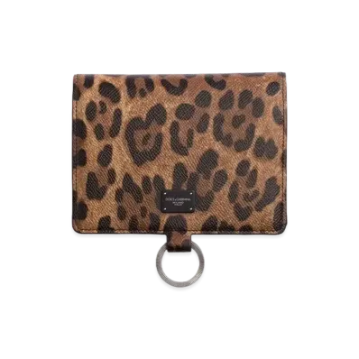 Dolce&Gabbana Large Cross Body Wallet Dauphine Calfskin Leo Pad Print "Multicolor"