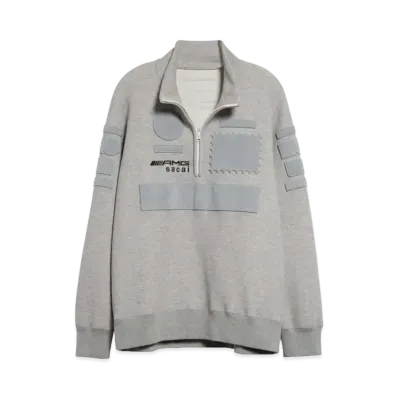 sacai x Mercedes AMG Patch Half Zip Sweatshirt "Light Grey"