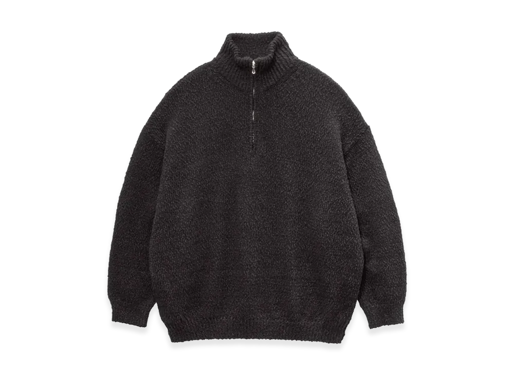 Graphpaper Cotton Wool Slub Oversized Half Zip Knit "Black"