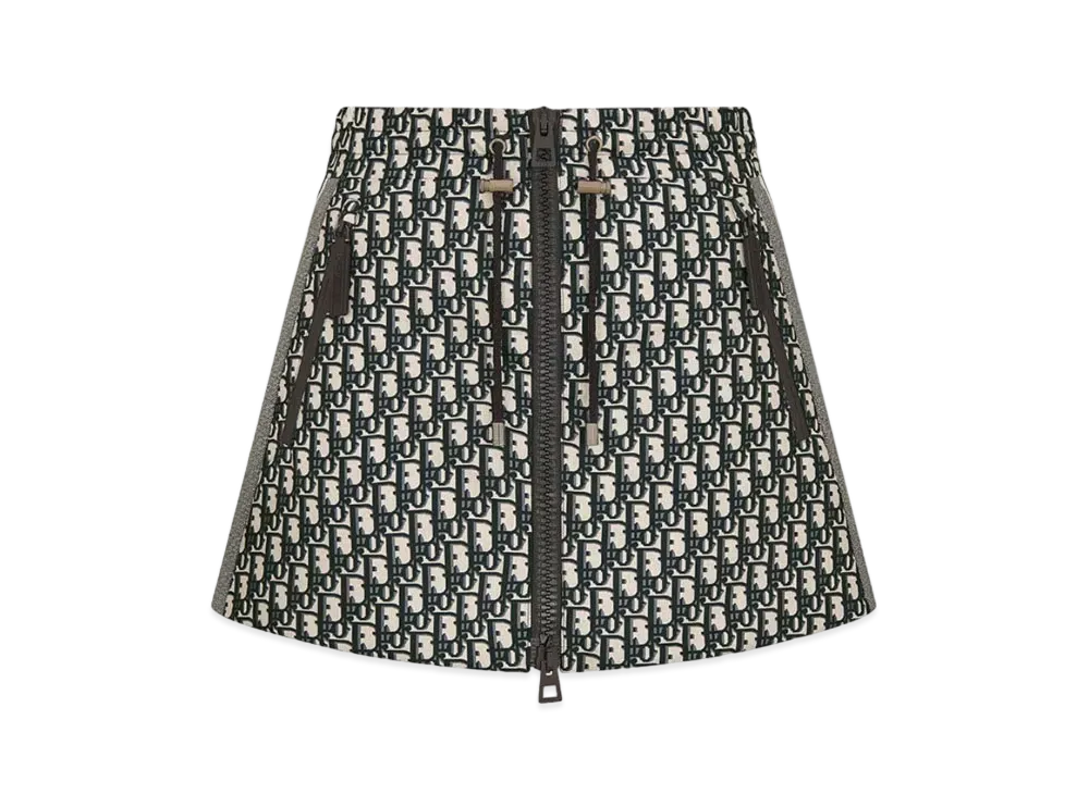 Dior DiorAlps Zipped Miniskirt Quilted Technical Taffeta with Dior Oblique Motif "Blue"