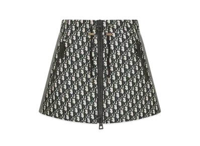 Dior DiorAlps Zipped Miniskirt Quilted Technical Taffeta with Dior Oblique Motif "Blue"
