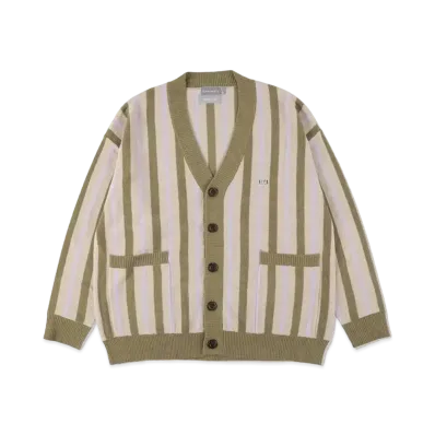 WIND AND SEA x NESTWELL Stripe Cardigan "Olive/Charcoal"